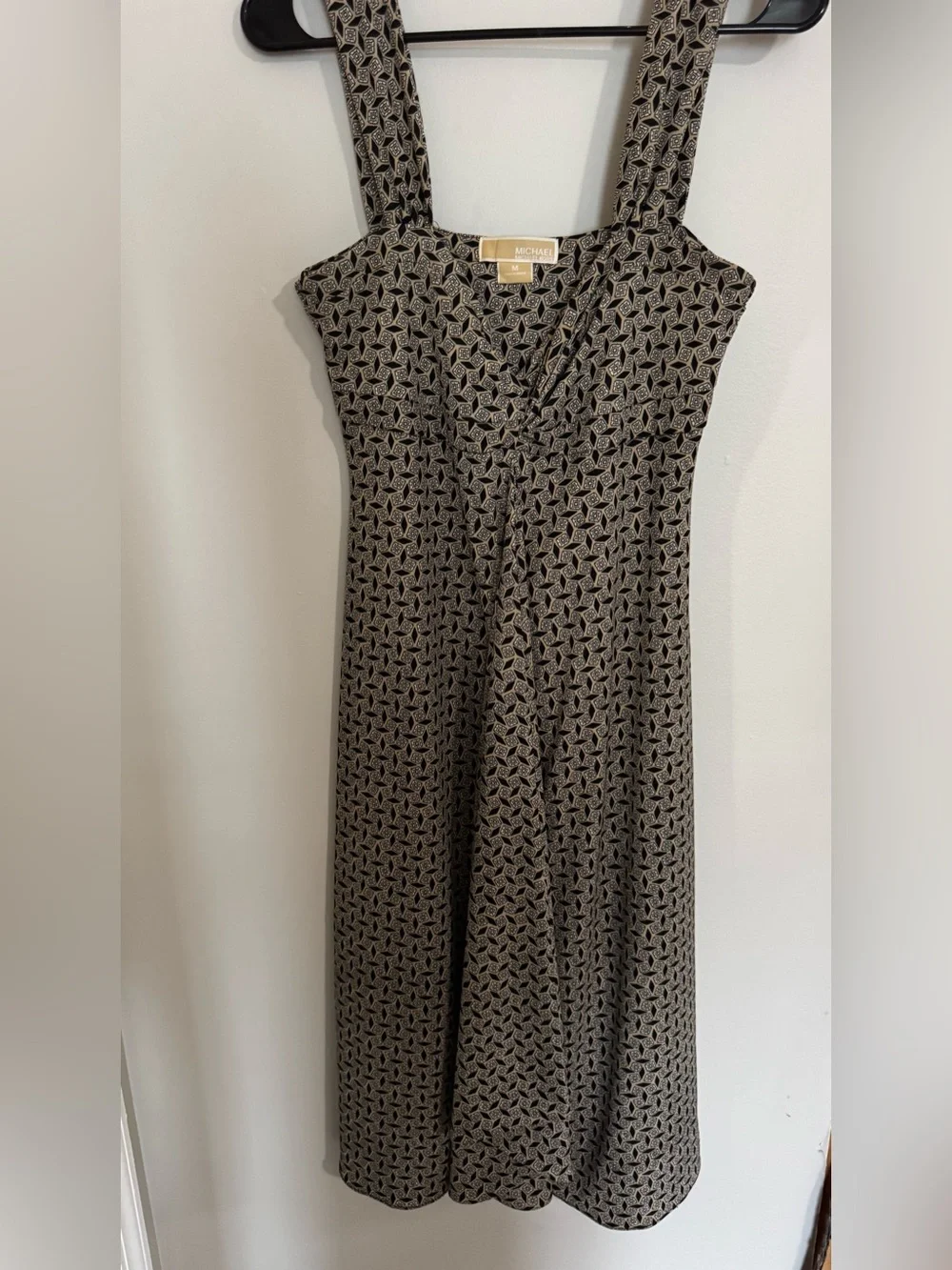 Michael Kors Black and Tan Geometric Dress